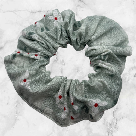 Scrunchie- Green with Flowers