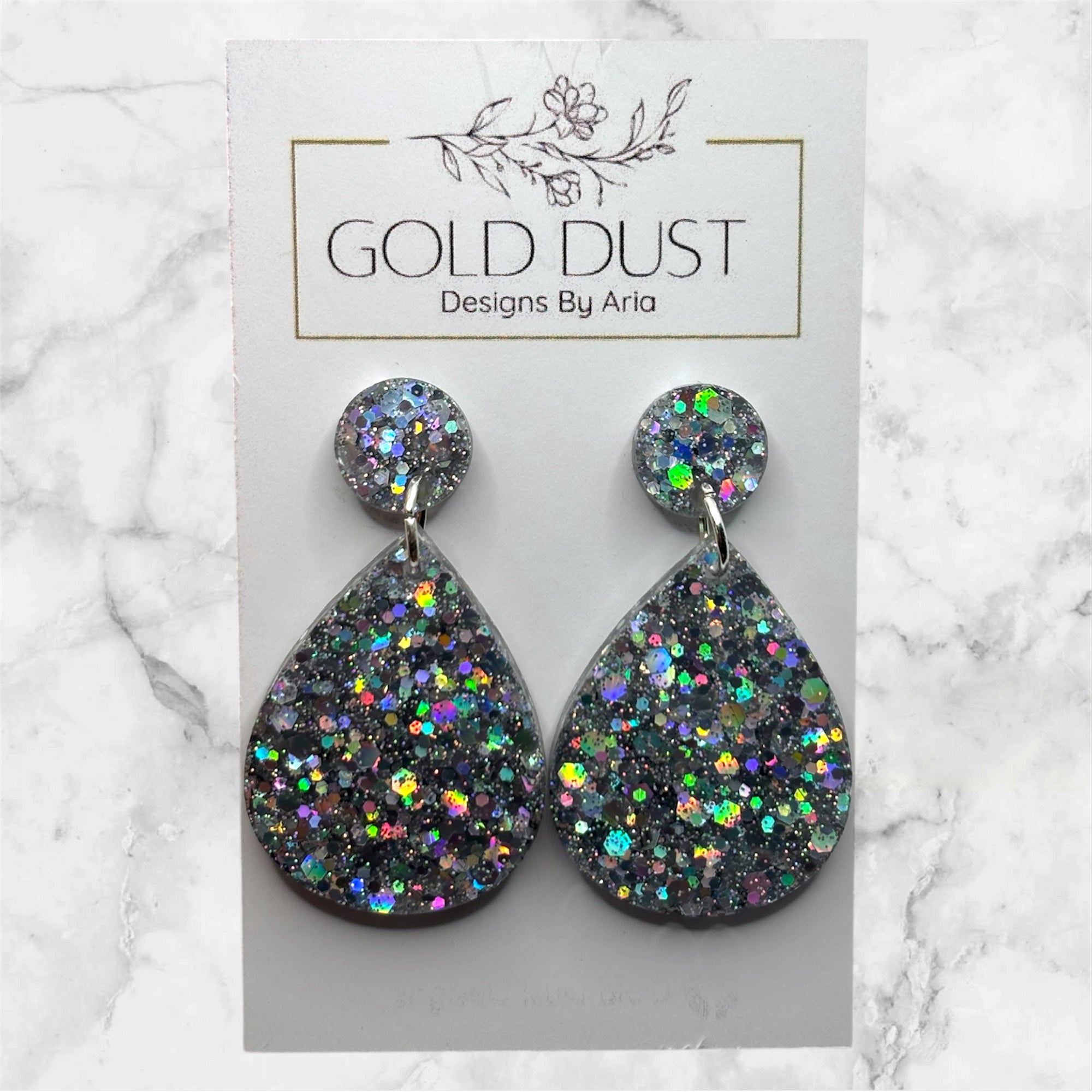 Silver Holo- Teardrops