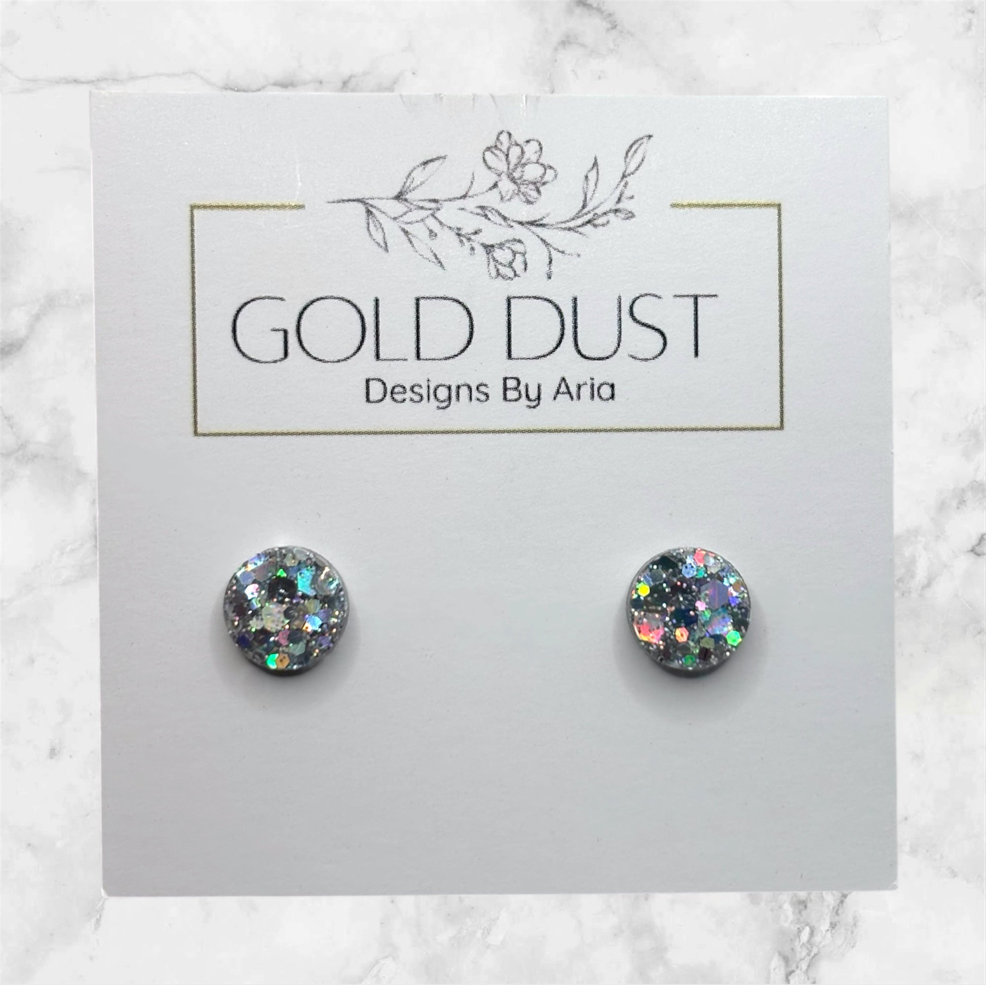 Silver Holo- Mini Circle Studs