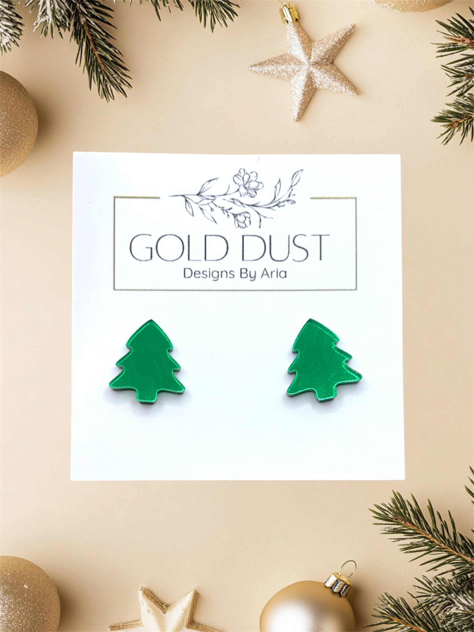 Mirror Green Tree Studs