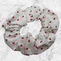 Scrunchie- White with Red Hearts