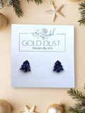 Mini Dark Blue Tree Studs