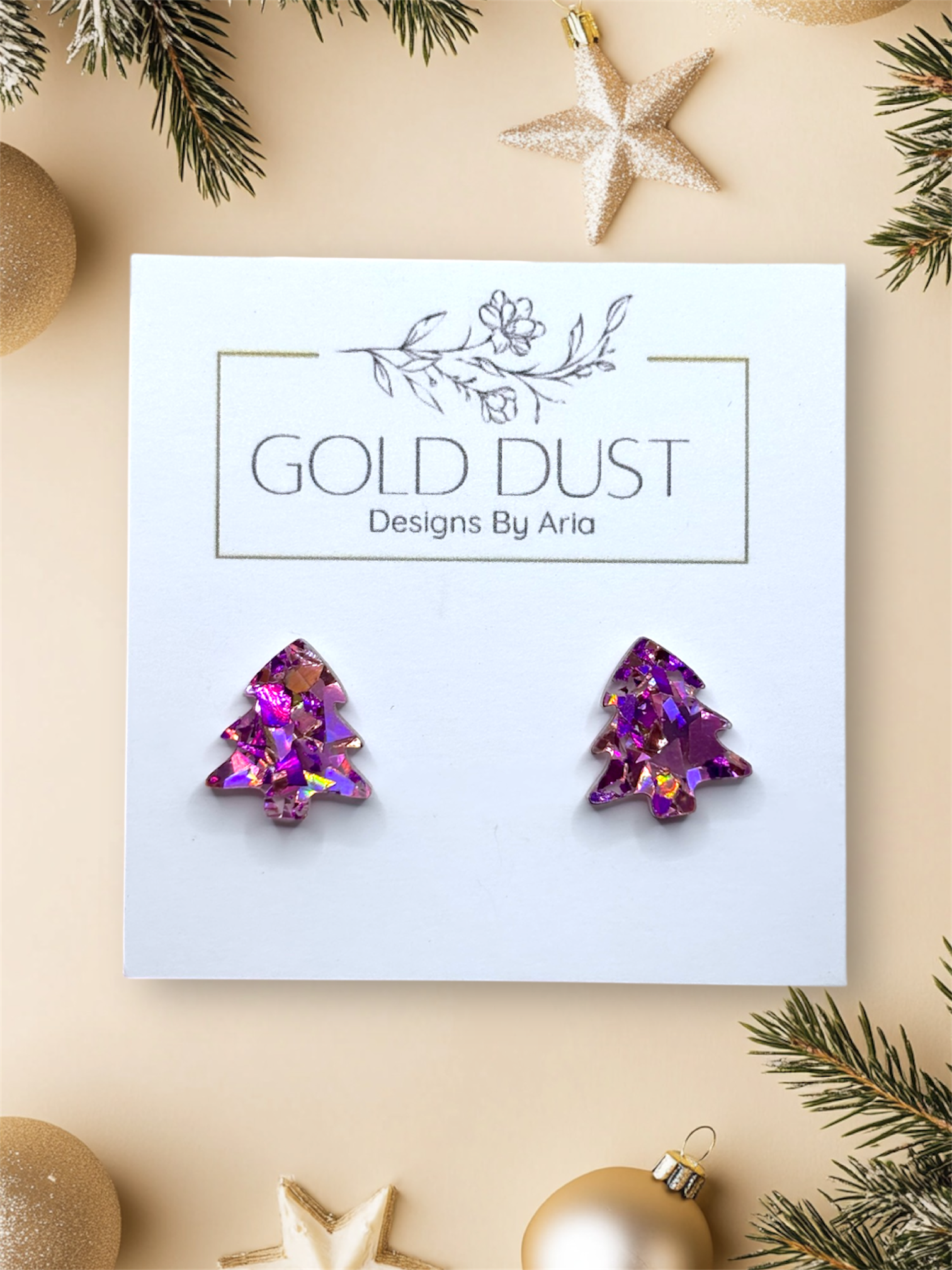 Purple Acrylic Tree Studs