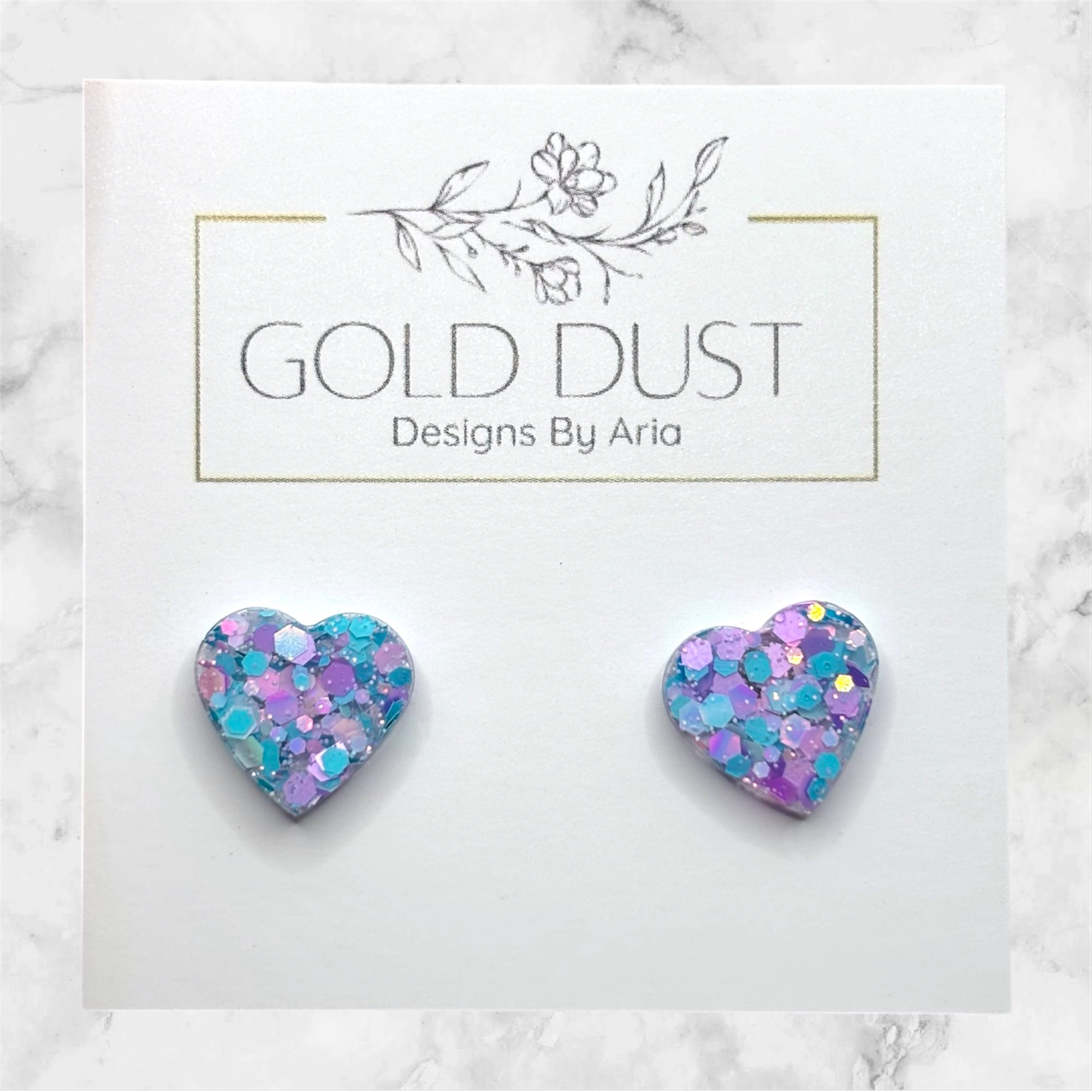 Tealberry- Heart Studs