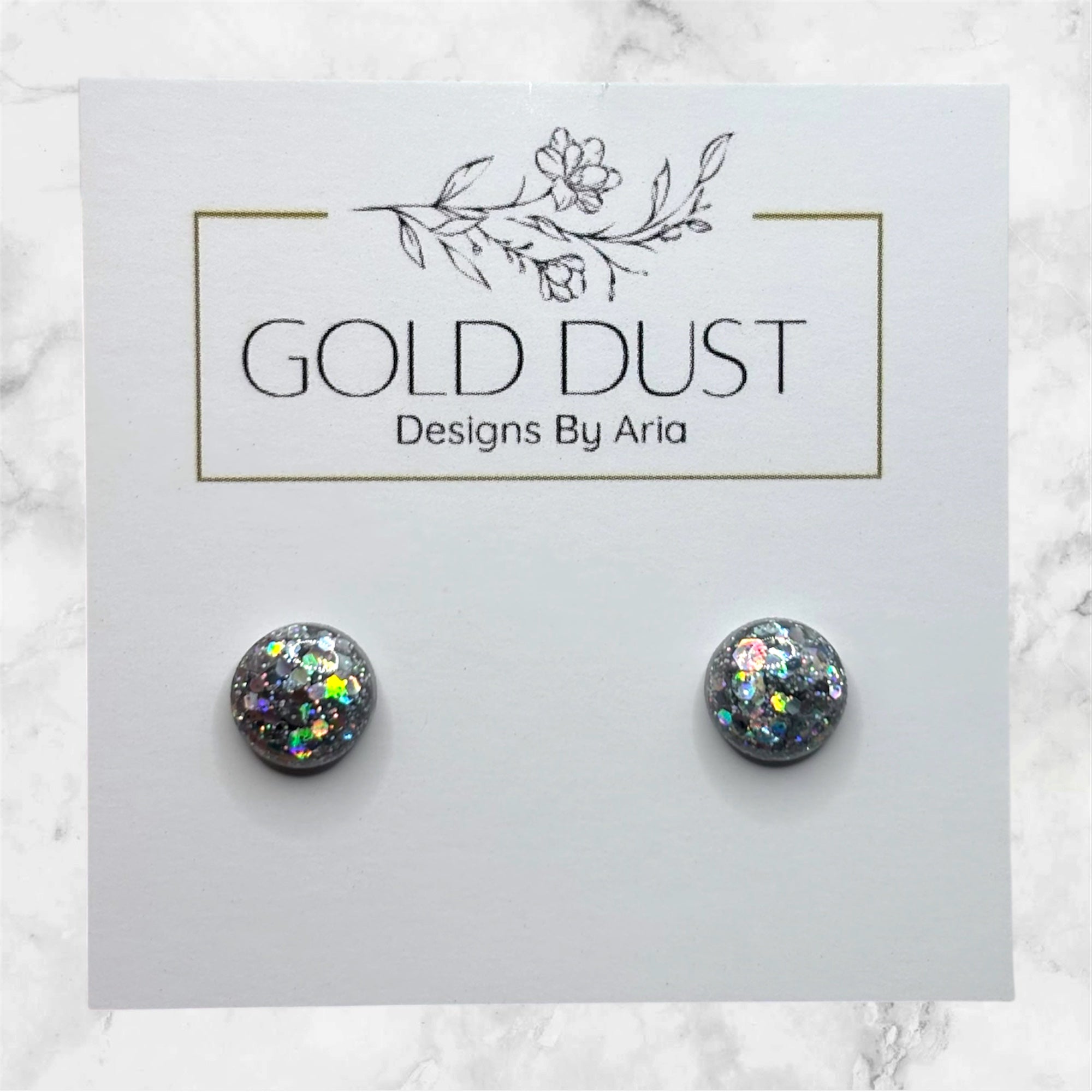 Silver Holo- Mini Domed Studs