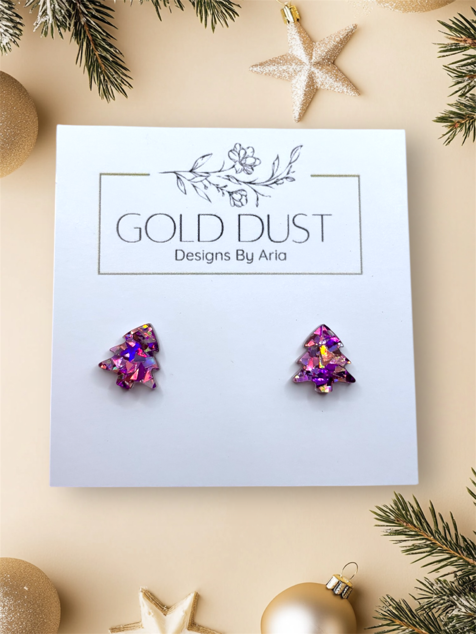 Purple Mini Acrylic Tree Studs