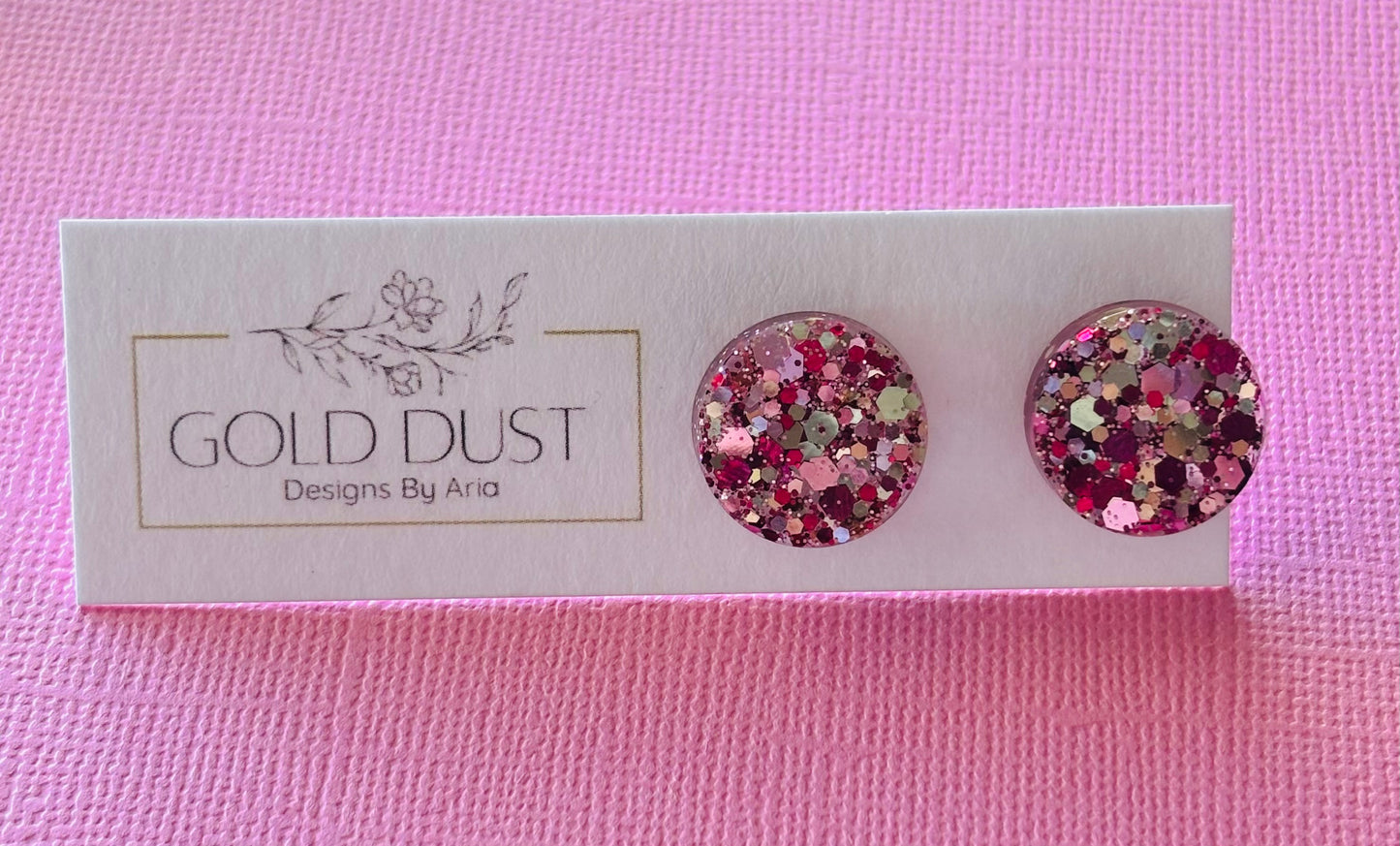 Sparkling Pink- Circle Studs