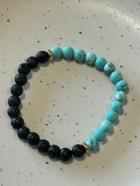 Turquoise & Lavastone Bracelt