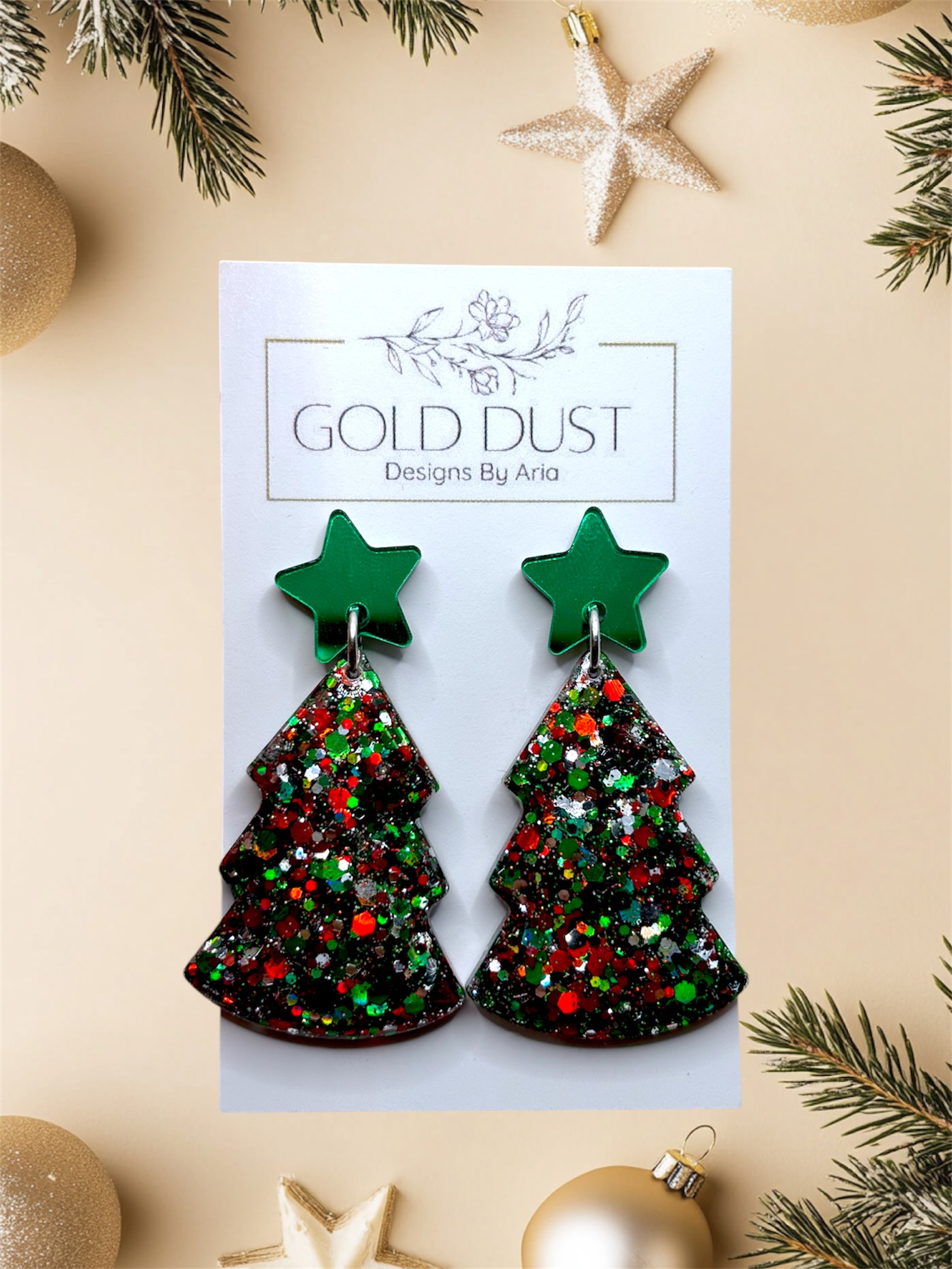 It’s a Wrap- Xmas Tree Dangles with Acrylic Star Topper