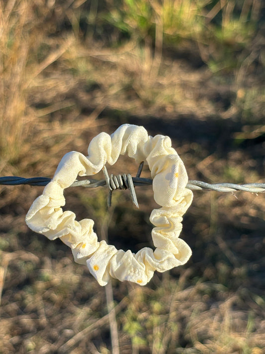 Mini Scrunchie- Yellow with Flowers