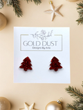 Glitter Red Tree Studs