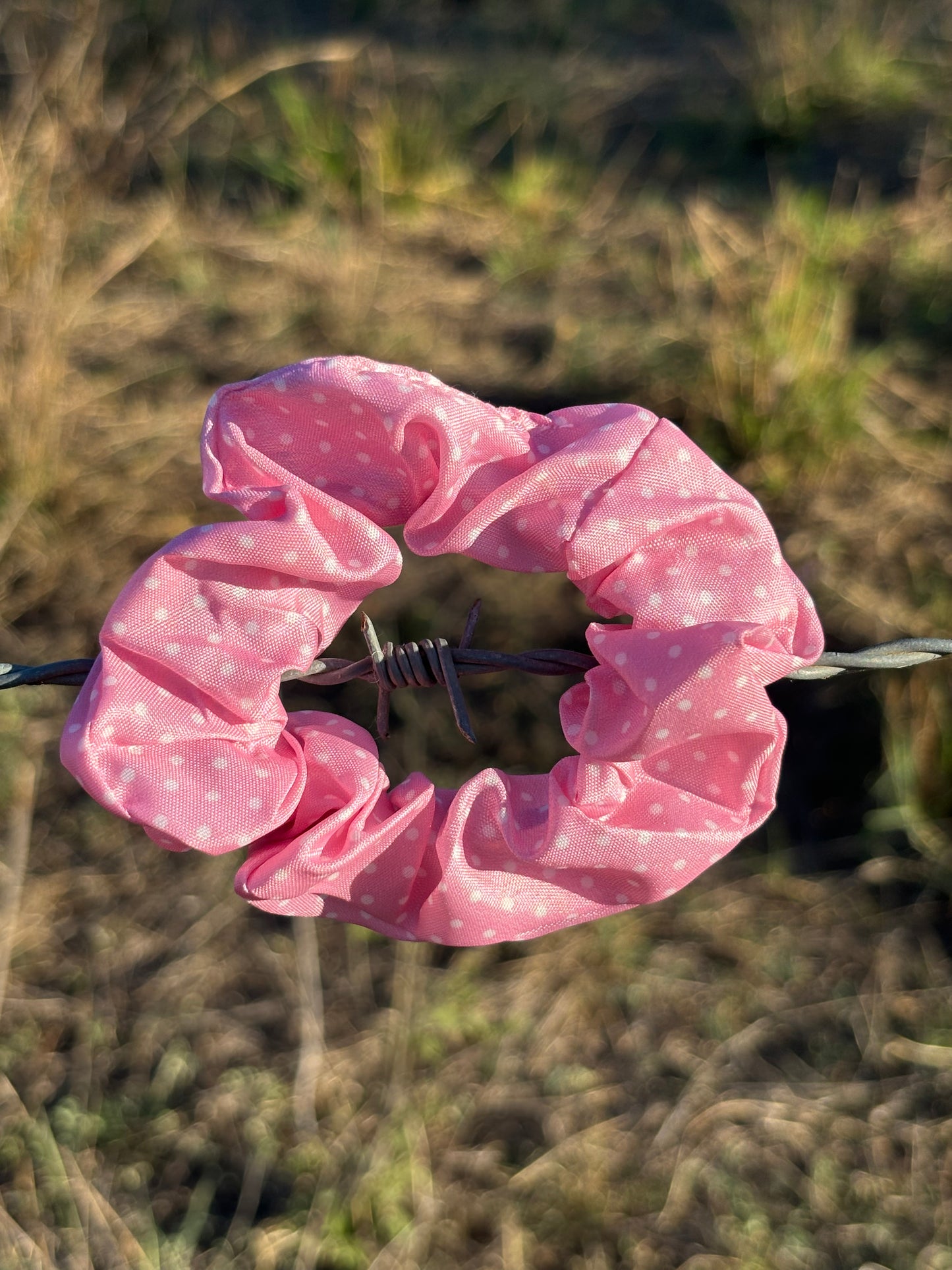 Scrunchie- Pink with White Spots