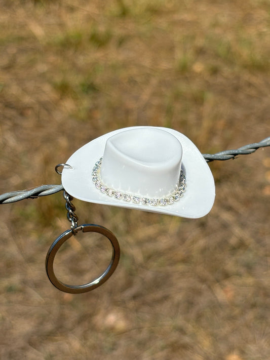 Cowboy Hat Keyring- White