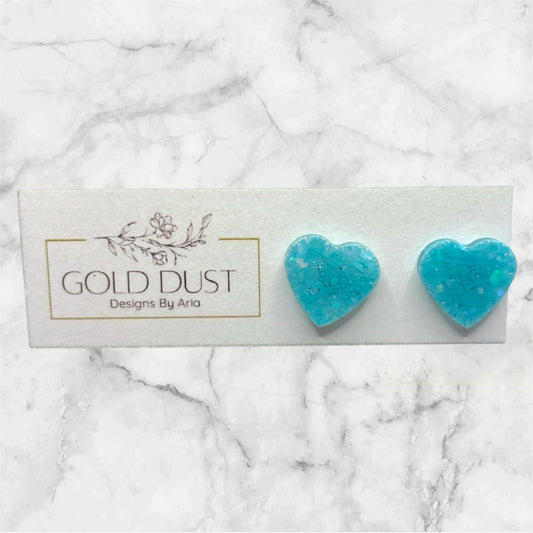 Pastel Blue- Heart Studs