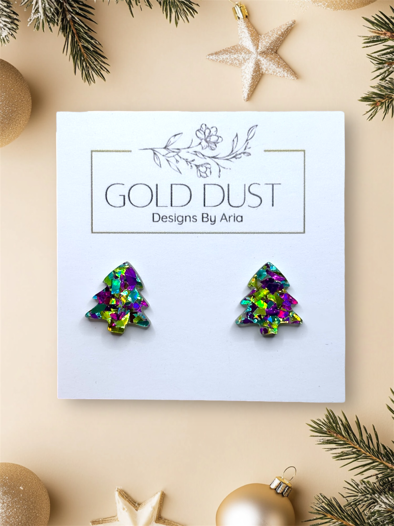 Green Acrylic Tree Studs