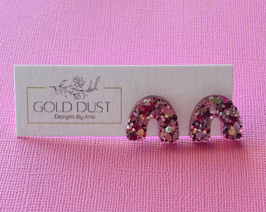 Sparkling Pink- Rainbow Studs