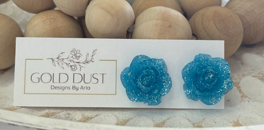 Rose Studs- Blue