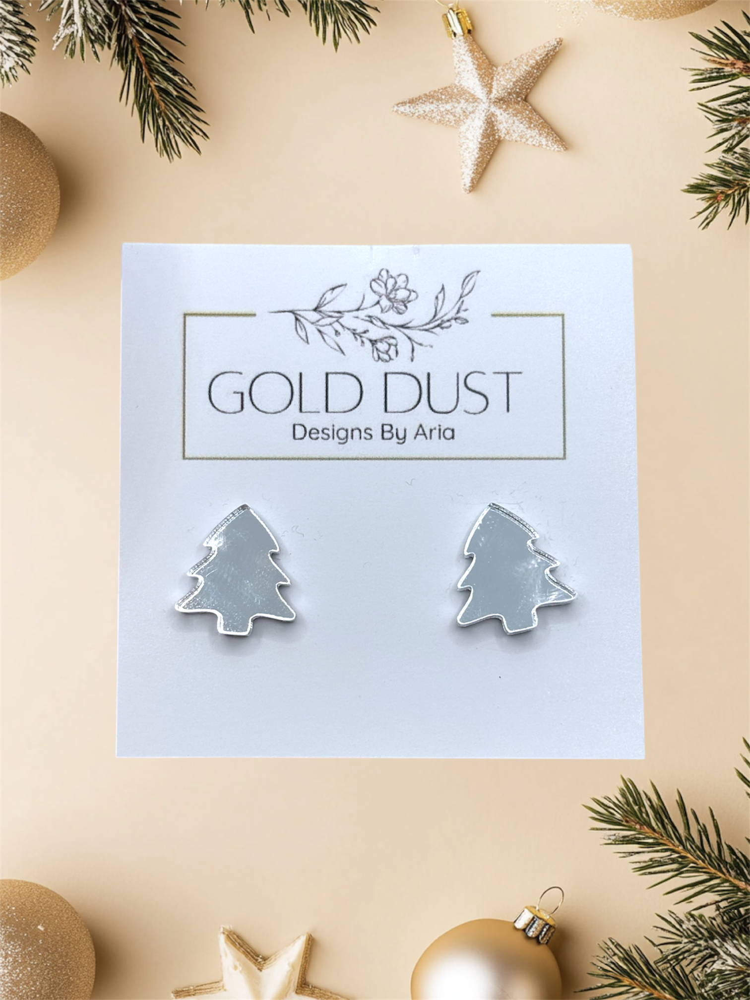 Mirror Silver Tree Studs