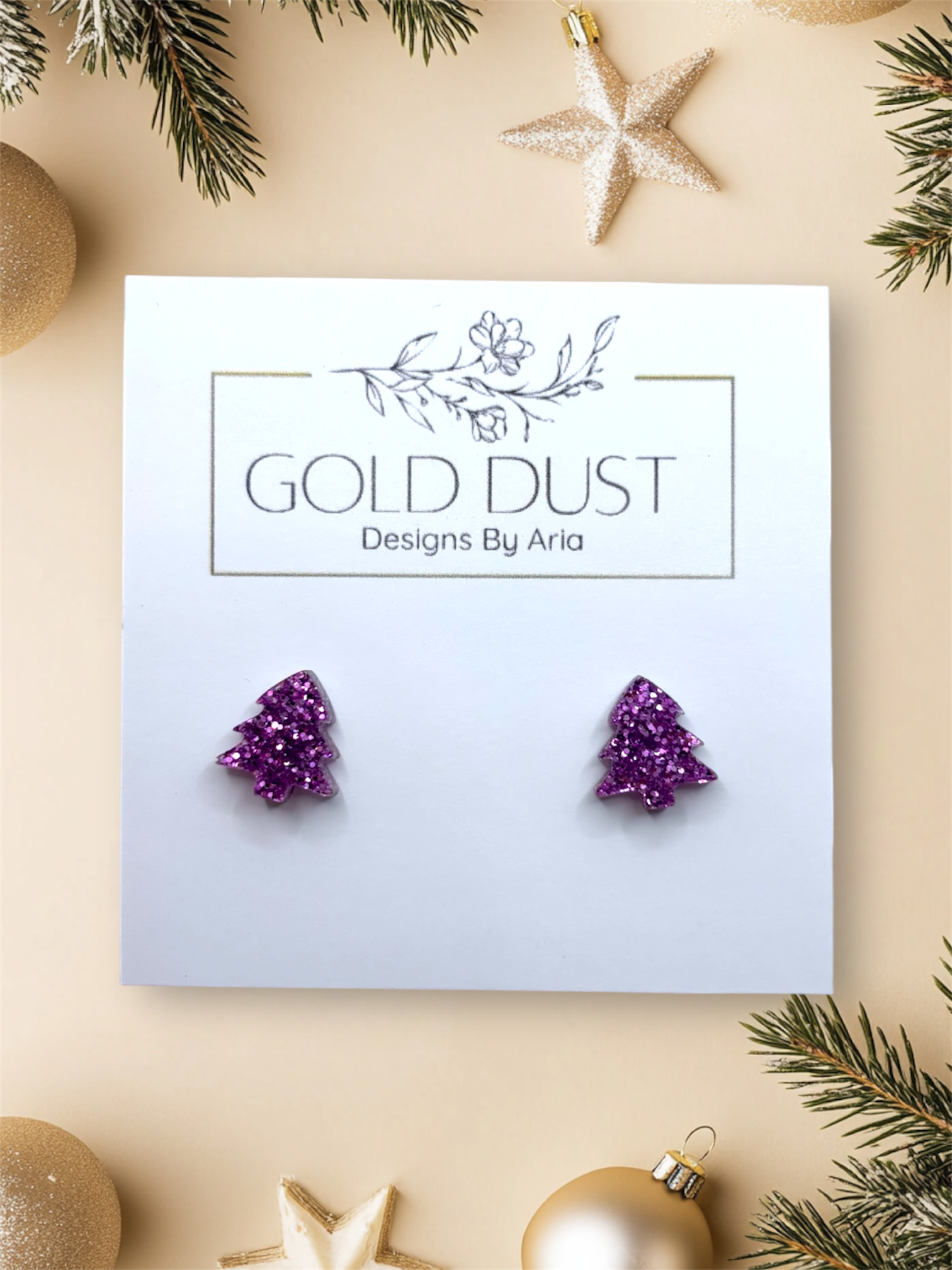 Mini Purple Tree Studs