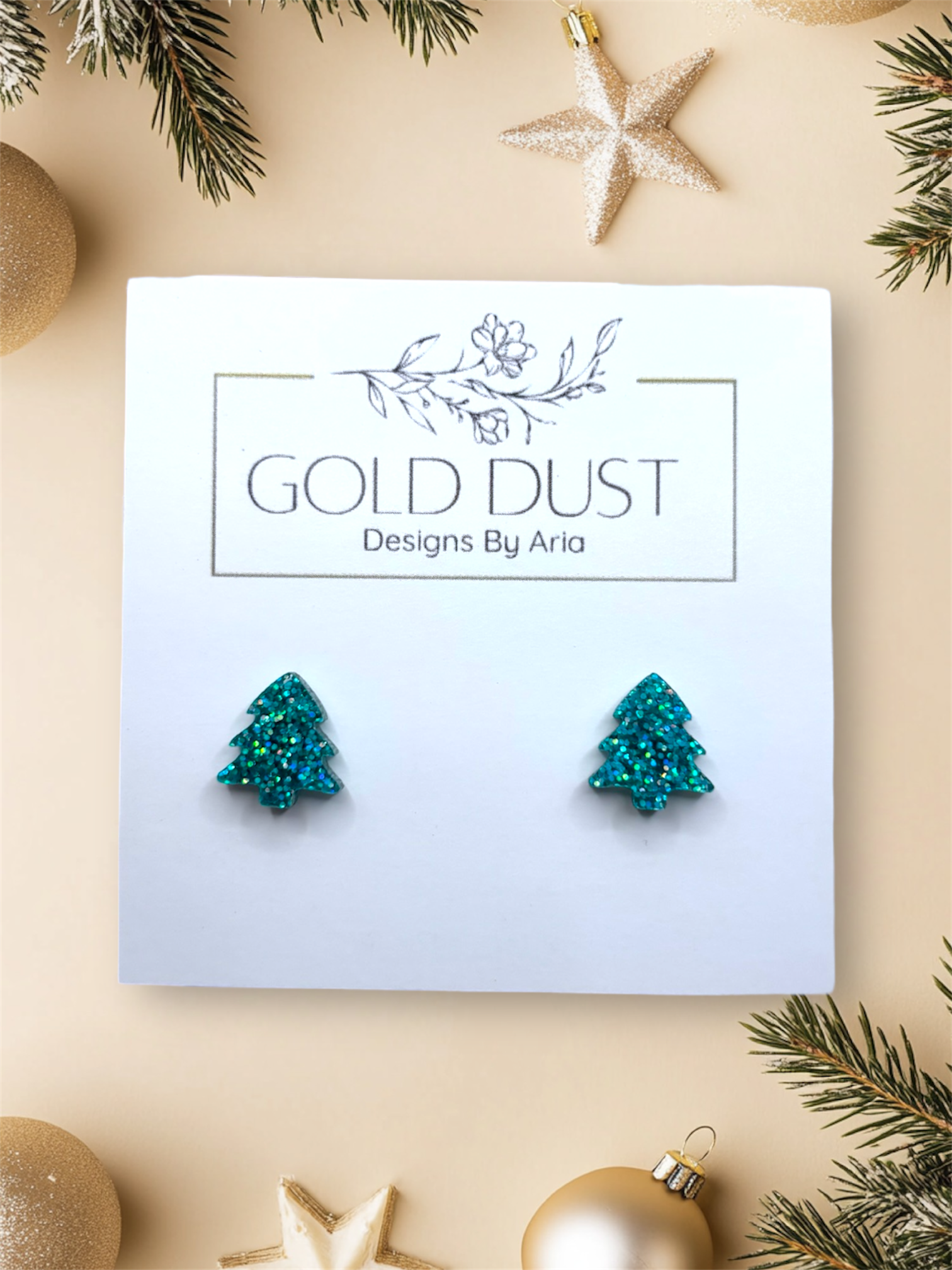 Mini Teal Tree Studs