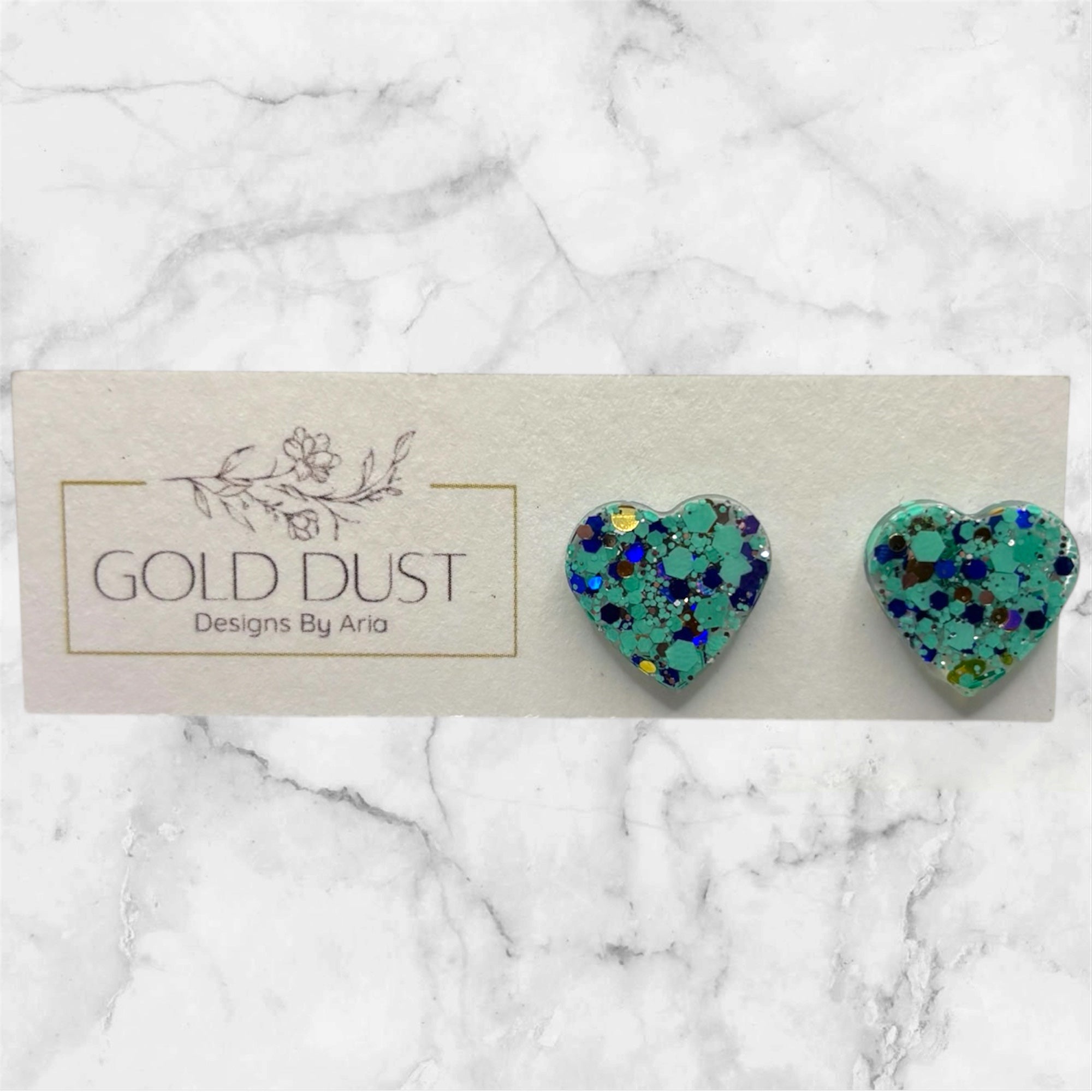 Aqua- Heart Studs