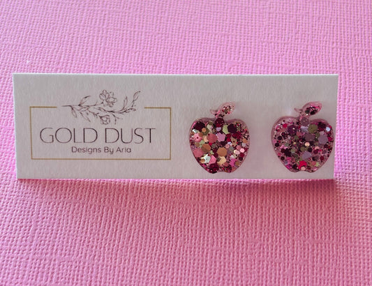 Sparkling Pink- Apple Studs