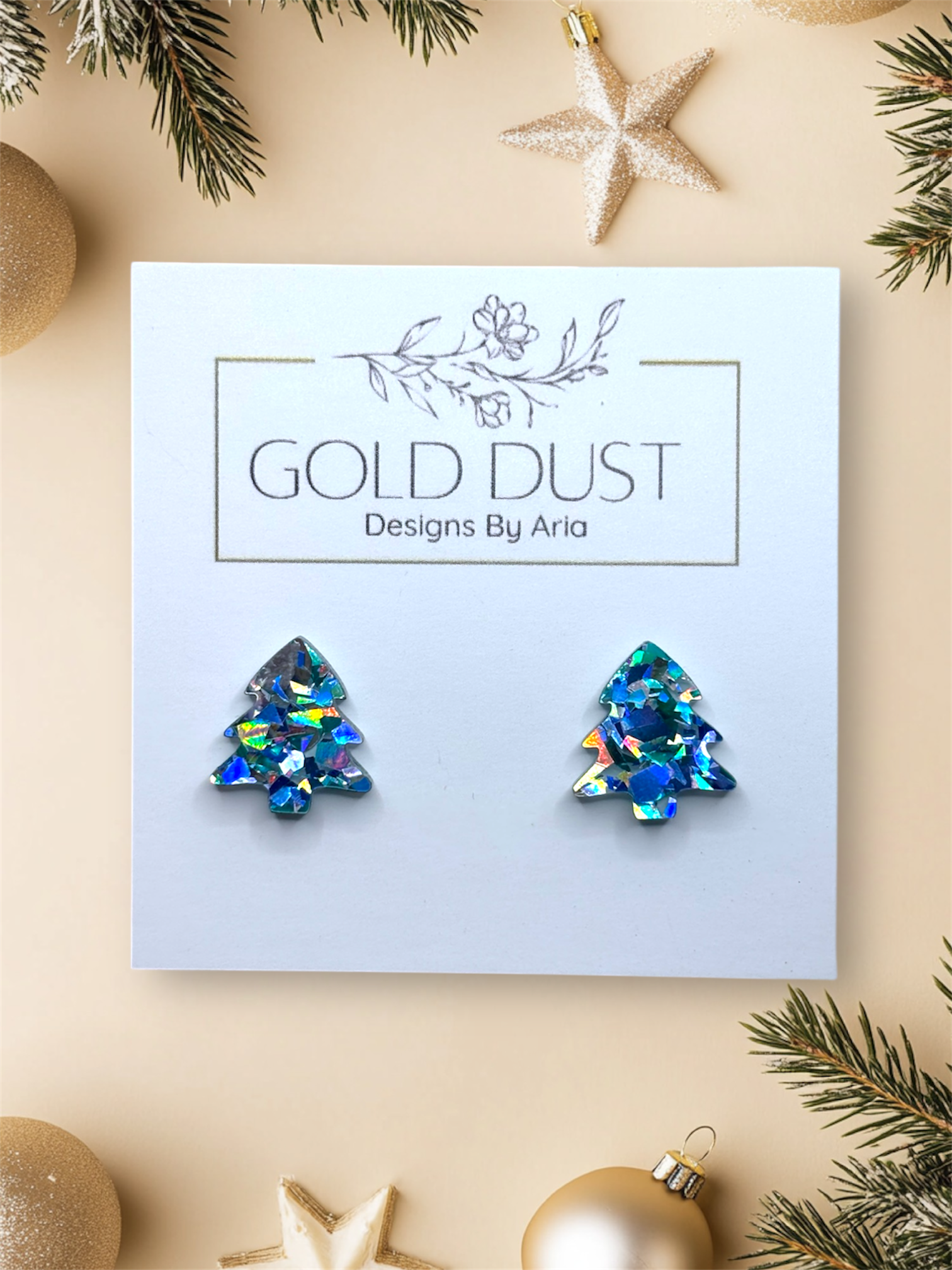 Blue Acrylic Tree Studs