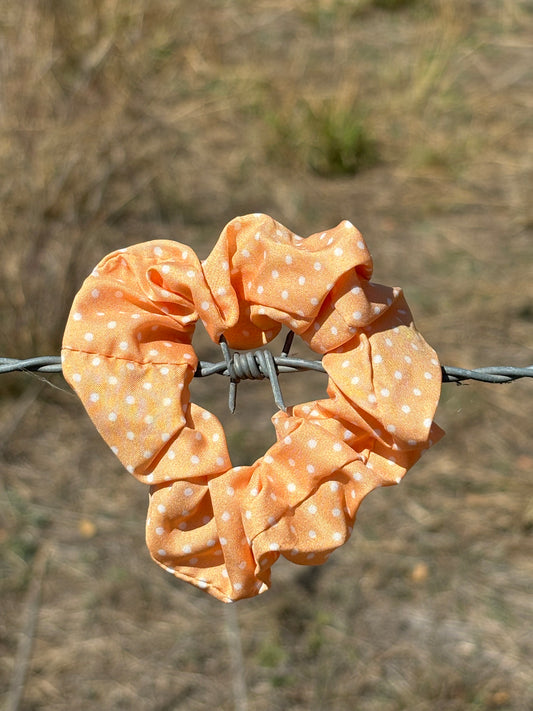 Scrunchie- Orange with White Spots