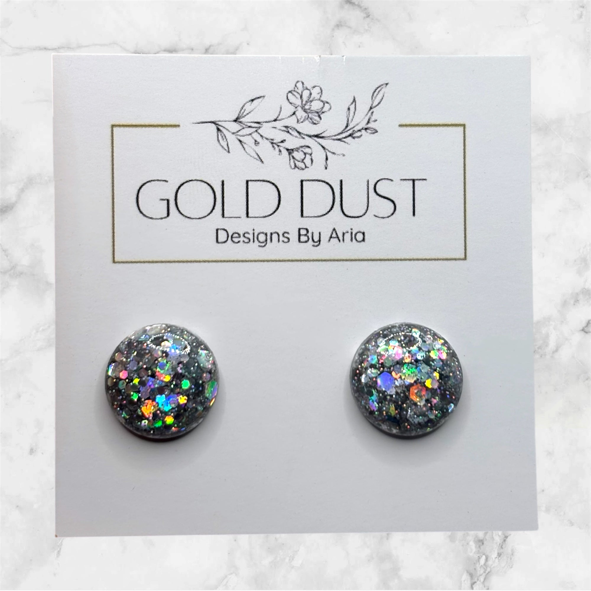 Silver Holo- Domed Studs