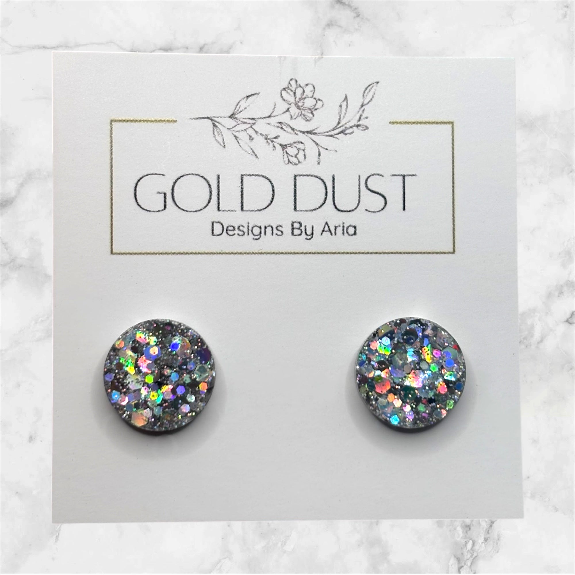 Silver Holo- Circle Studs