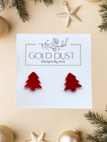 Mirror Red Tree Studs