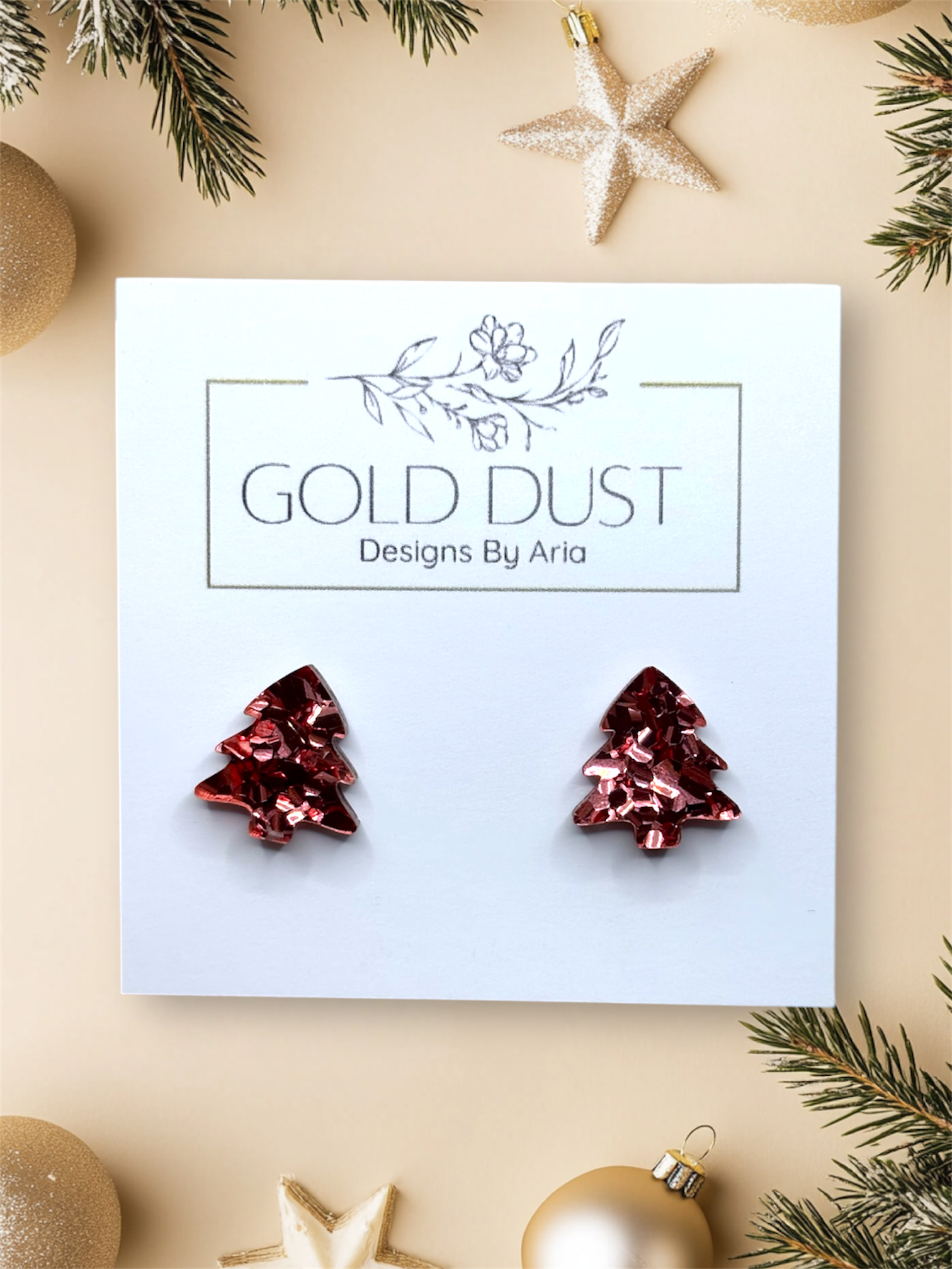 Rose Gold Acrylic Tree Studs