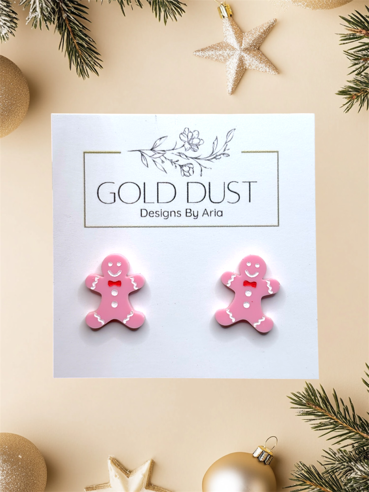 Gingerbread Studs Pink
