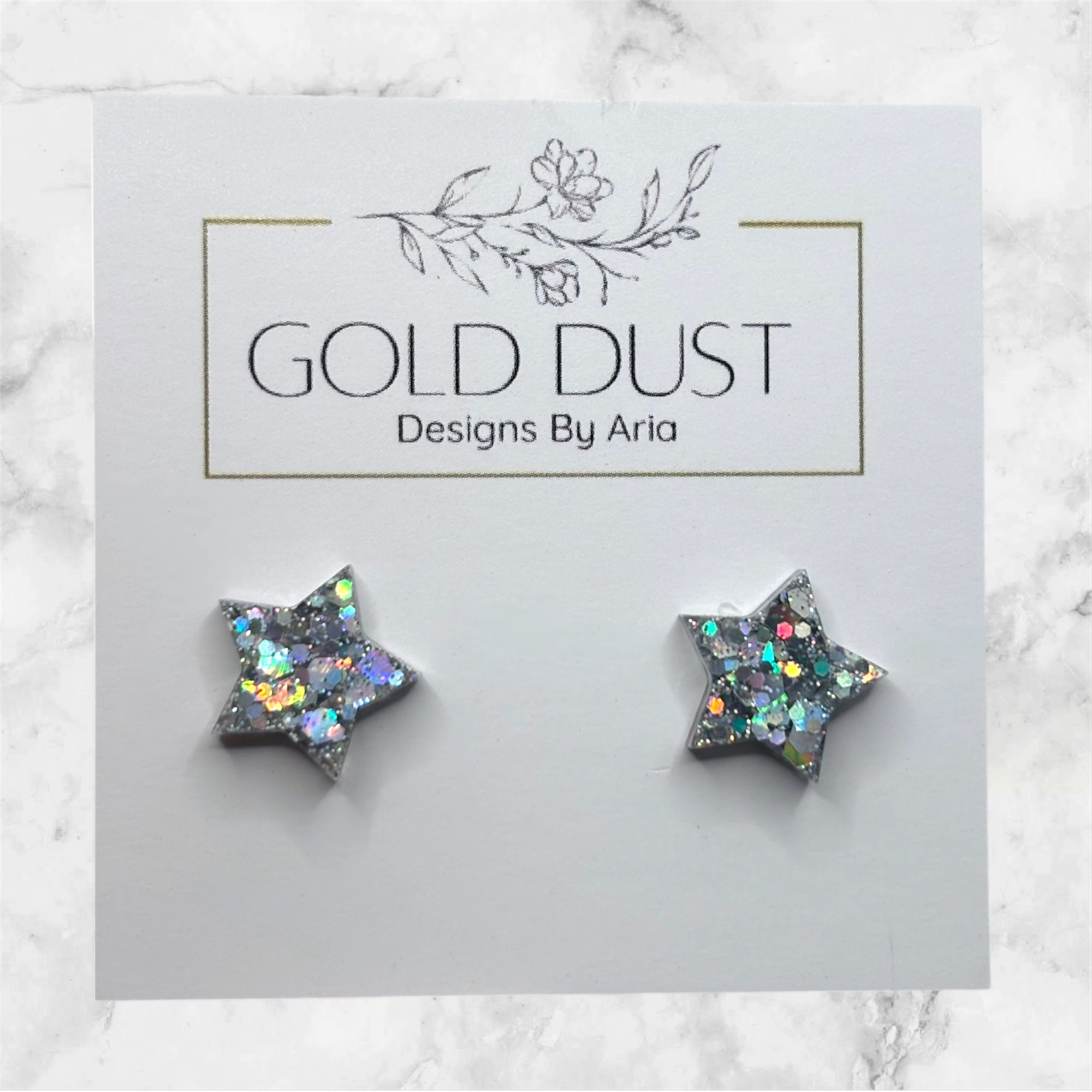 Silver Holo- Star Studs