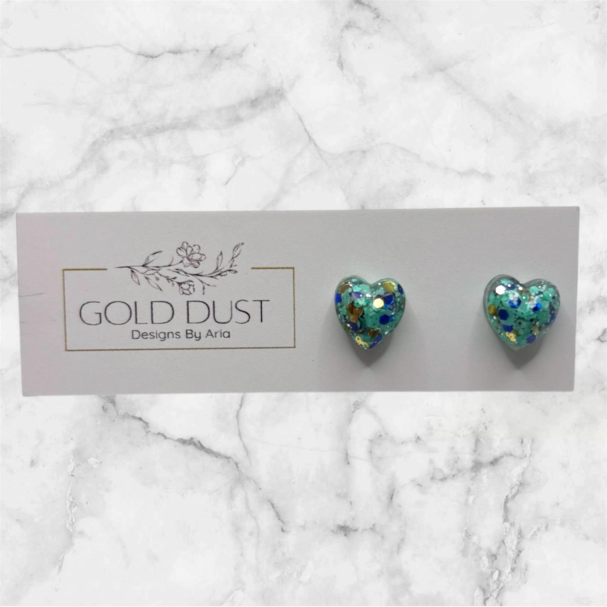 Aqua- Mini Heart Stud