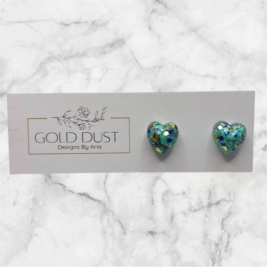Aqua- Mini Heart Stud
