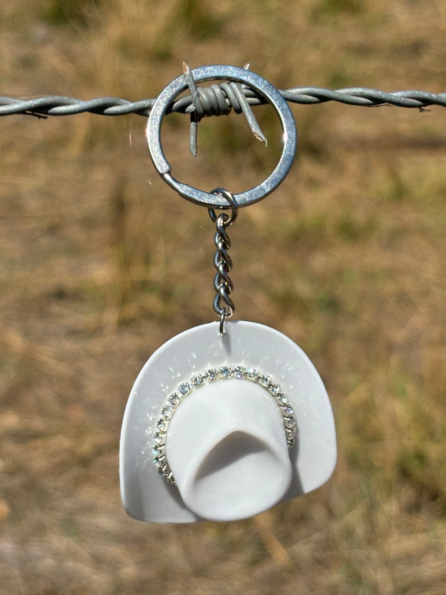 Cowboy Hat Keyring- White