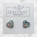 Silver Holo- Heart Studs