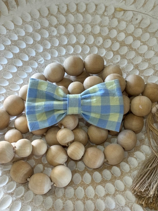 Hair Bow- Blue and Yellow Gingham