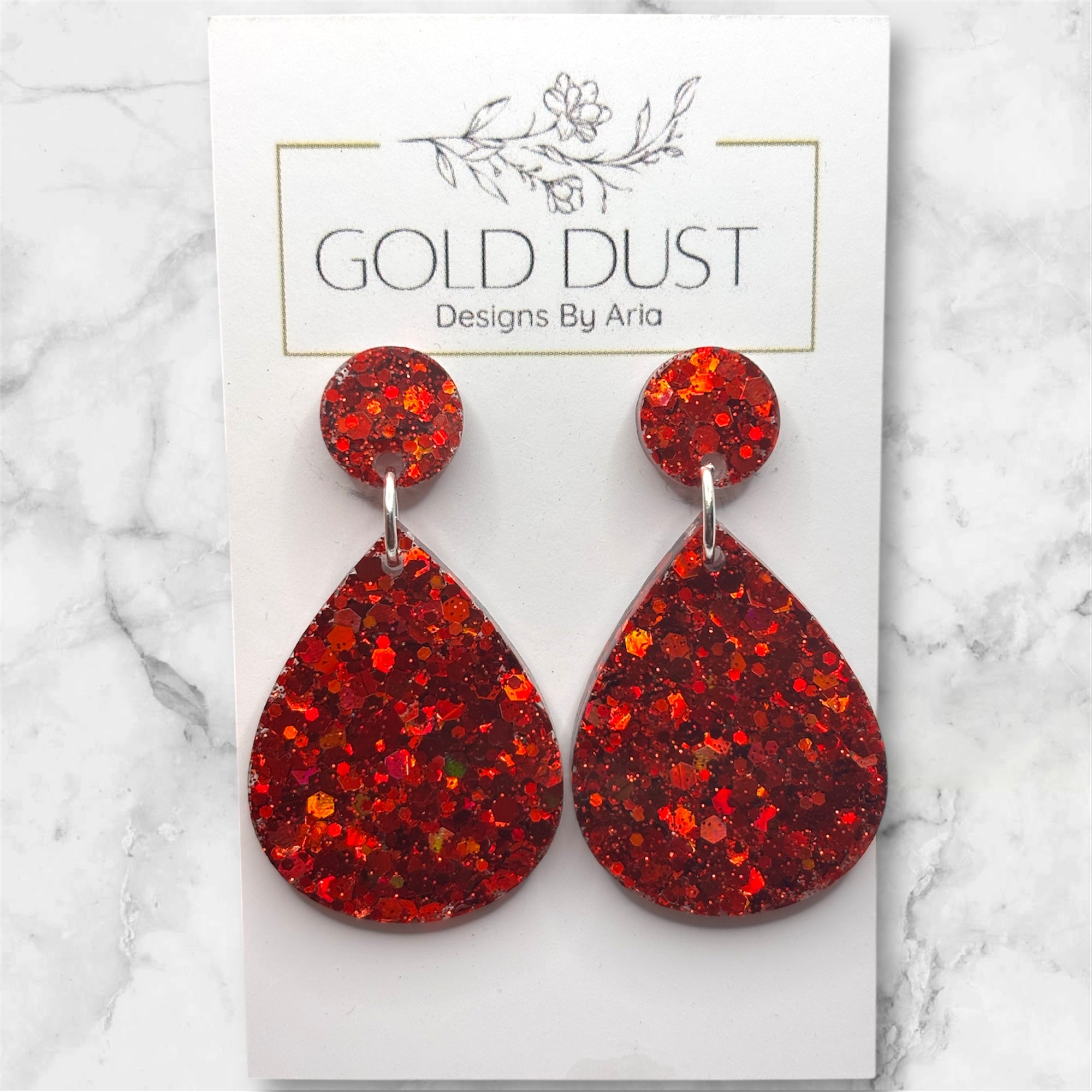 Red Sparkle- Teardrops
