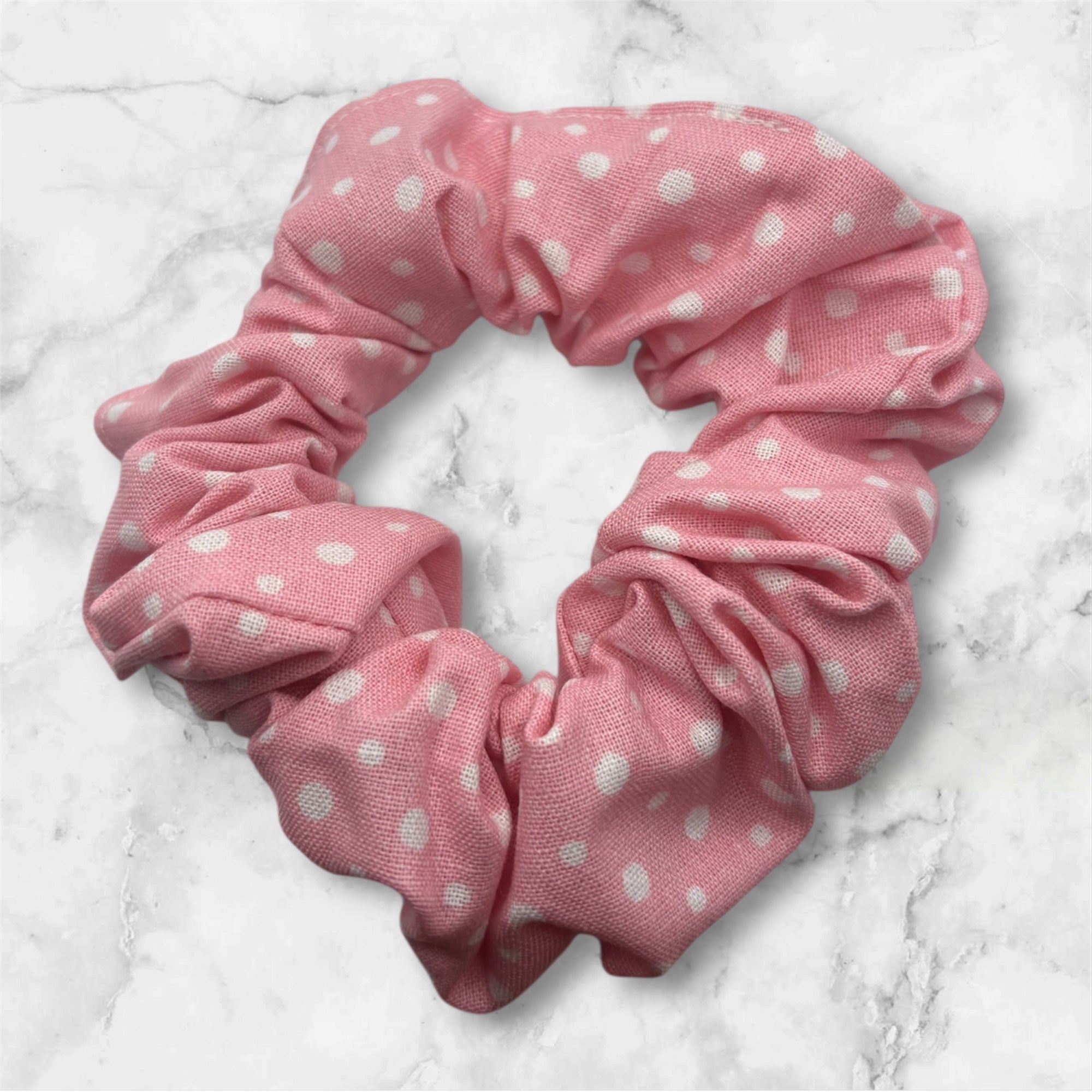 Scrunchie- Pink with White Spots